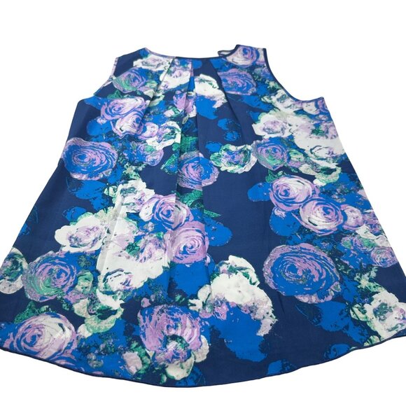 Charming Charlie Women's Size Small Blouse Sleeveless Blue Purple White Preowned - Picture 2 of 11